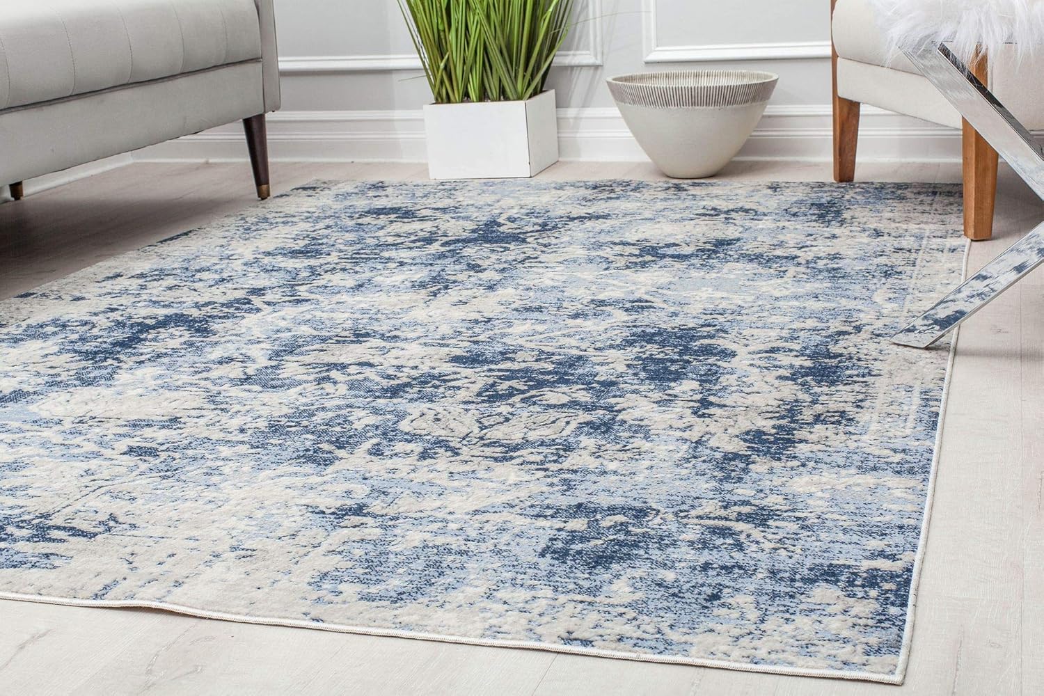 Rugs America Prescott PS55A Monterey Blue Transitional Vintage 2x4 Area Rug, 2'6" x 4'