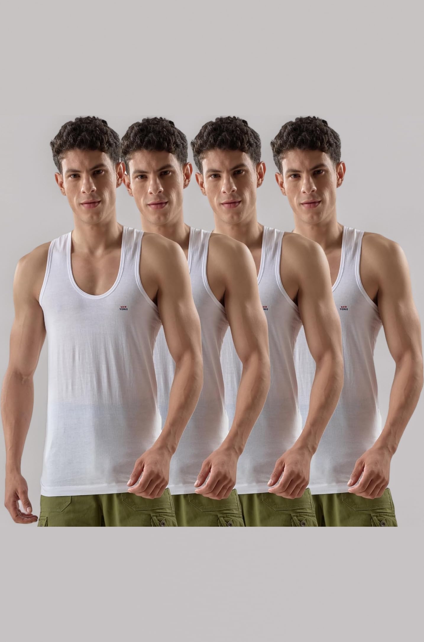 Vest for Men White | 100% Cotton | Pack of 4