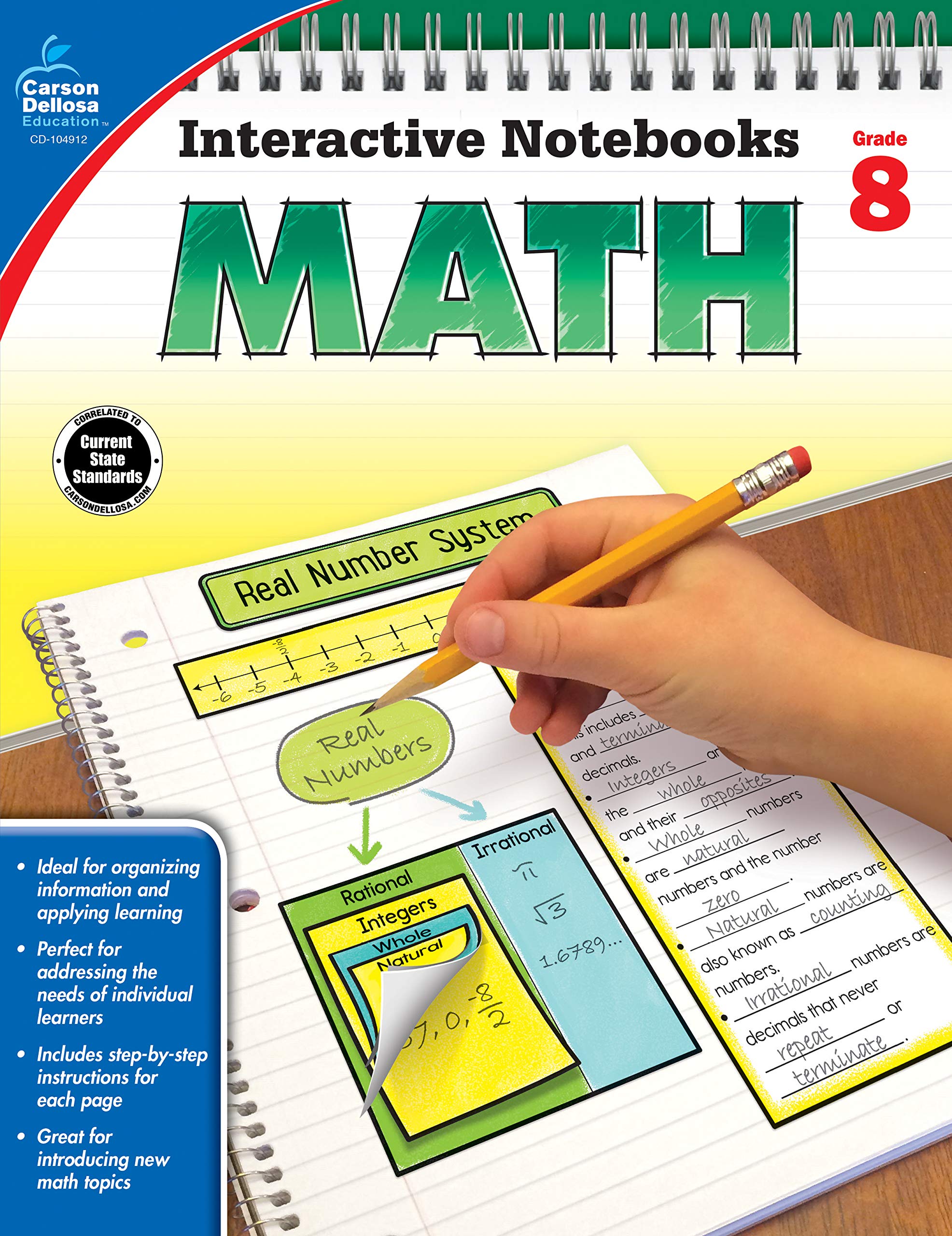 Carson Dellosa Math, Grade 8 Resource Book (Interactive Notebooks)