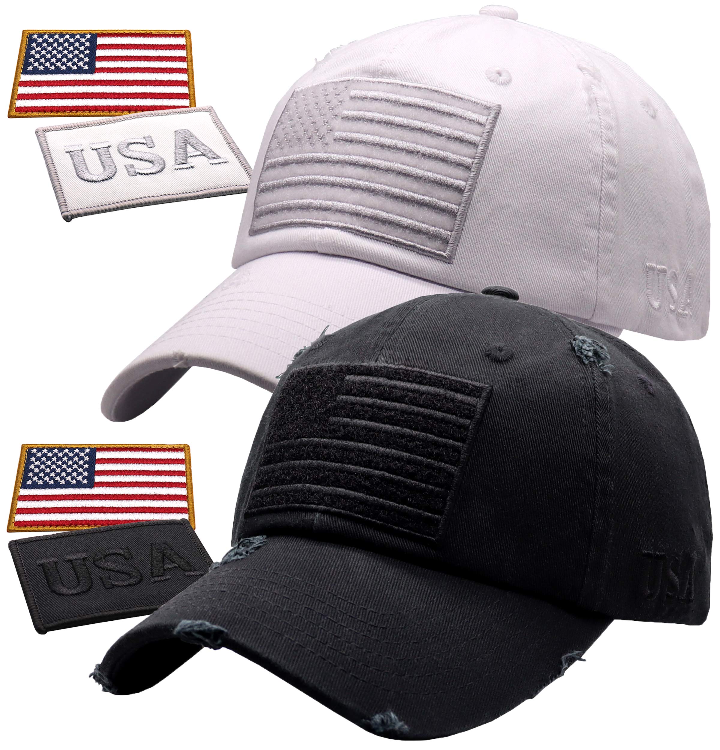 Antourage American Flag Unisex Baseball Hat for Men and Women | USA Flag Mesh Snapback Cap with 2 Patriotic Patches