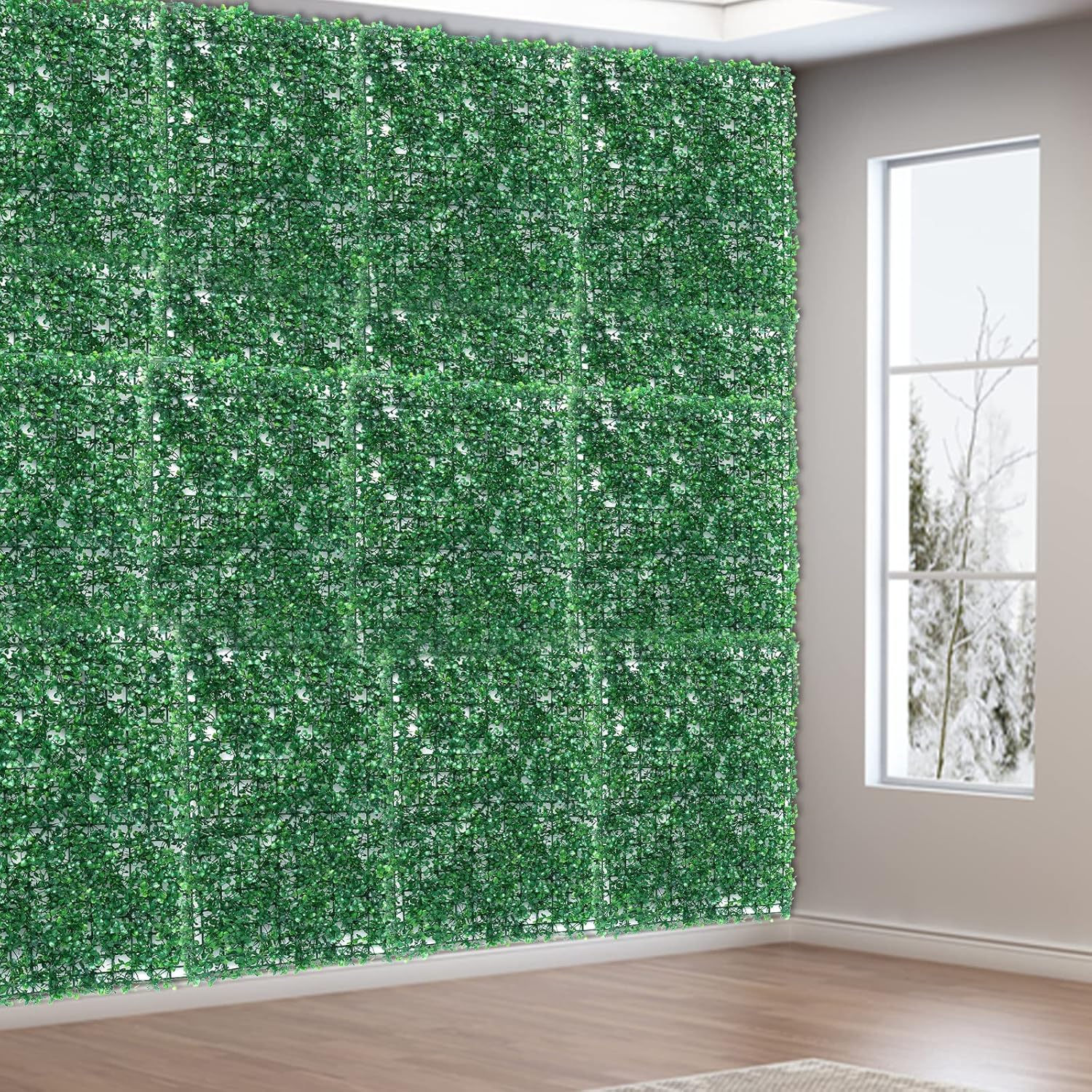 12 Pack 24" X 16" Artificial Boxwood Panels Topiary Hedge Plant, Pe Artificial Grass Backdrop,Boxwood Hedge Wall Panels Green Greenery Backdrop for Outdoor, Indoor, Garden, Fence, Backyard and Decor