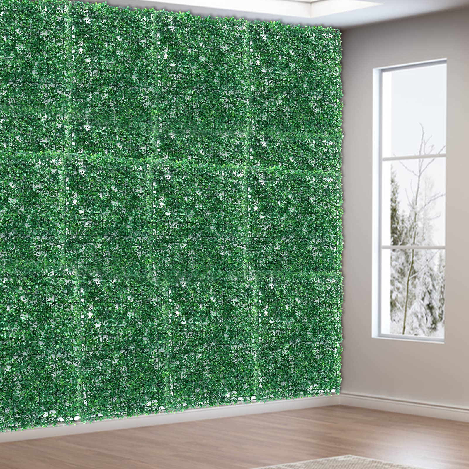 12 Pièces Mur Vegetal Artificiel Interieur Mur Vegetal Exterieur Panneau Vegetal Artificiel Mur De Plantes Artificielles,Convient pour Intérieur, Extérieur, Jardin, Cour(60x40cm)