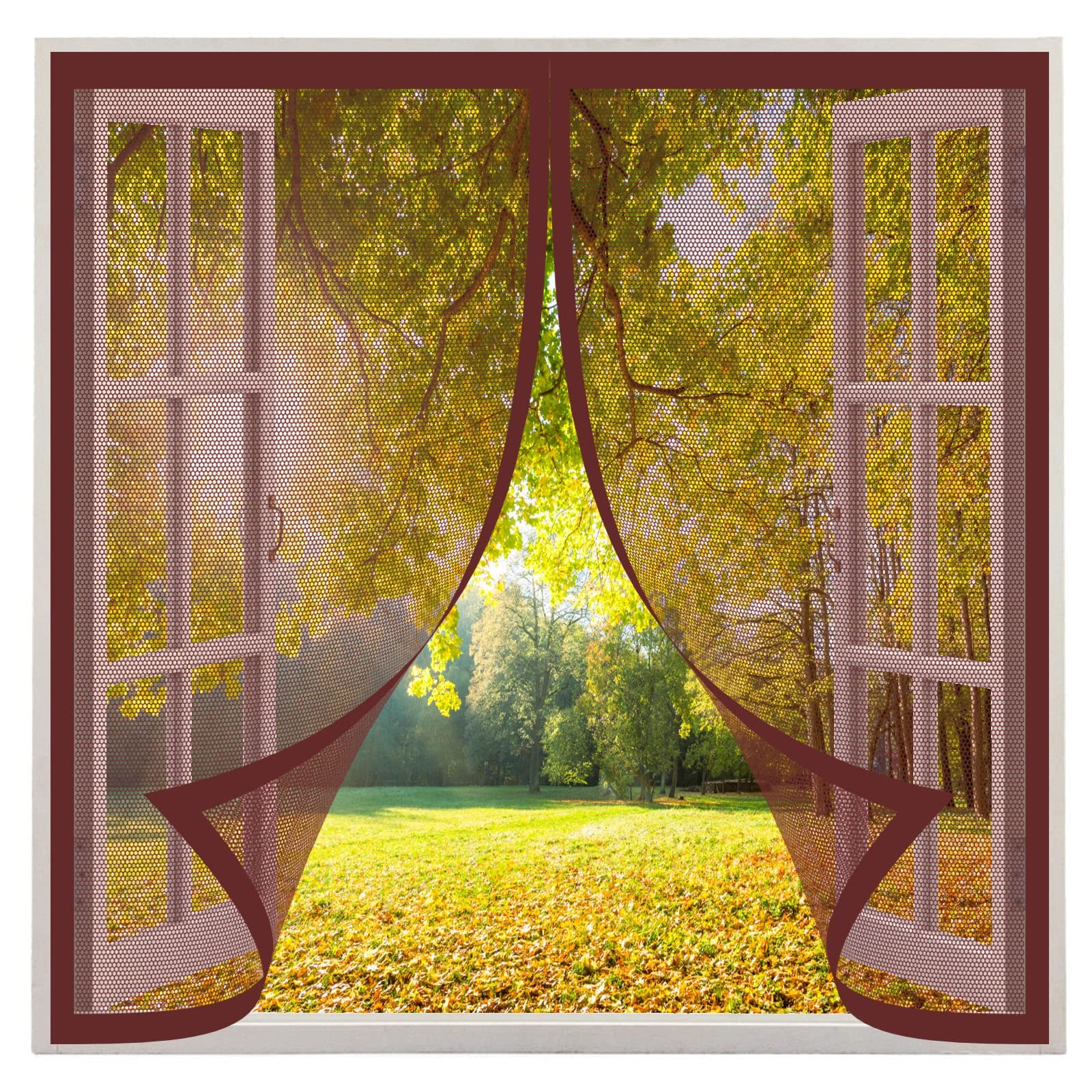 Moustiquaire magnétique 150x120 marron rideau anti-moustique sans perçage