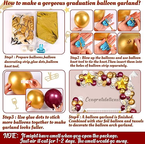 Miniatura 7 de 110 piezas de decoraciones de graduación de clase de 2023 – Decoraciones de fiesta de graduación 2023 Kit de guirnalda de arco de globos rojos