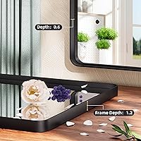 Vista 151 de Hasipu Espejo de baño LED con luces de 40 x 26 pulgadas, espejo de luz con marco de metal negro para tocador, antiniebla, regulable, 3