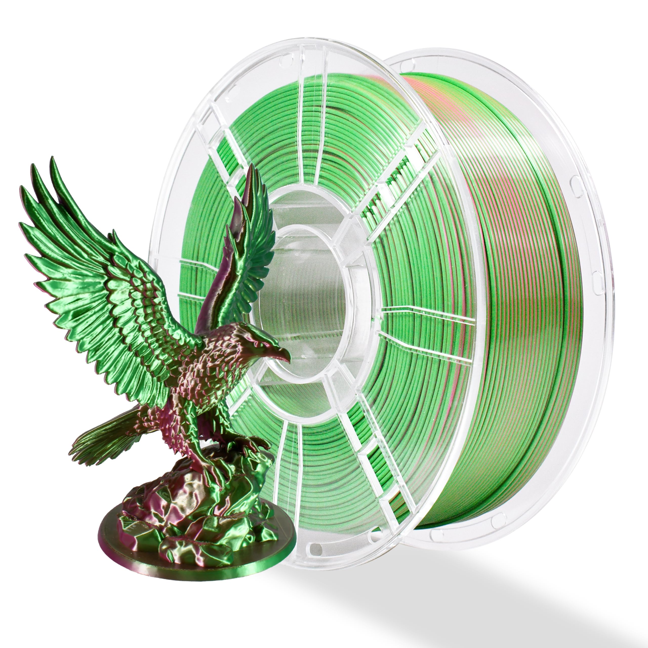 iBOSS Silk PLA Plus 3D Printer Filament, Dual Color Shiny PLA+ Filament 1.75mm, Dimensional Accuracy +/- 0.02mm, Silk Textures, 1KG Spool(2.2lbs),Widely Compatible for FDM 3D Printer(Silk Red Green)