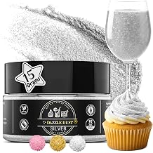 Dazzle Dust Edible Glitter Powder Decorations, 15g Large Size, Silver
