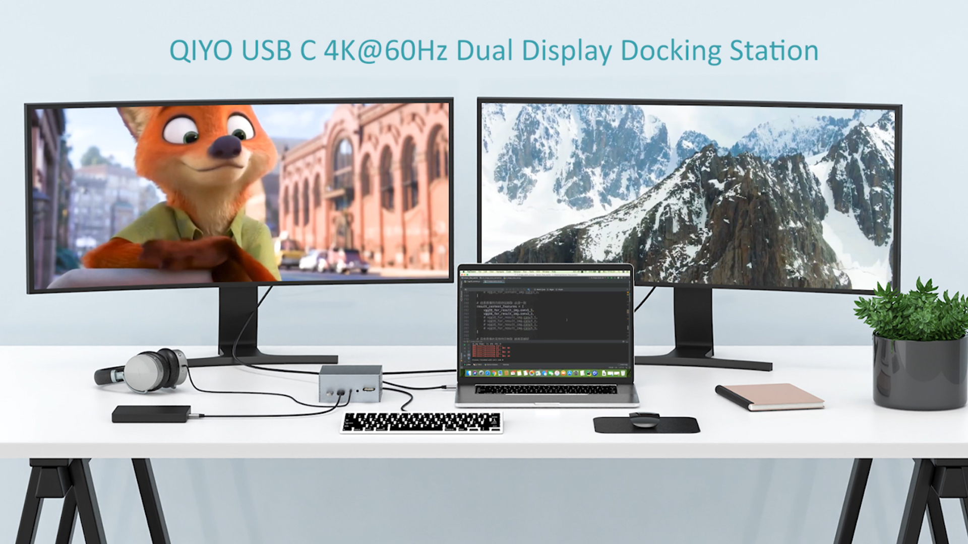 Macデスクトップ Kiyo Amazon.com: Docking Station, QIYO USB C Docking Station Dual