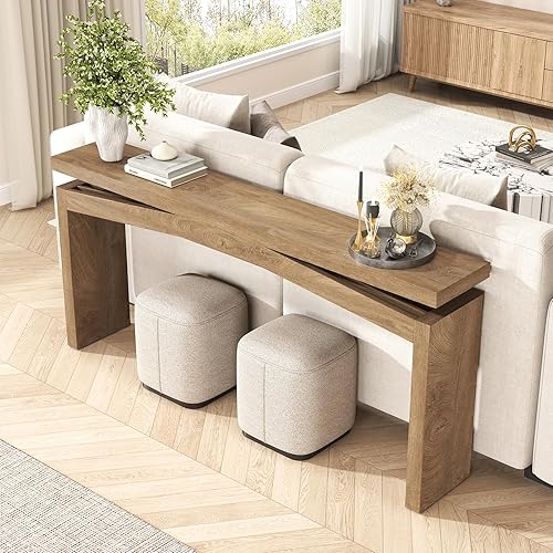 Miniatura 5 de Mesa consola de madera de 63 pulgadas para entrada, mesa rectangular larga de madera para sofá detrás del sofá, mesa grande de entrada de casa de