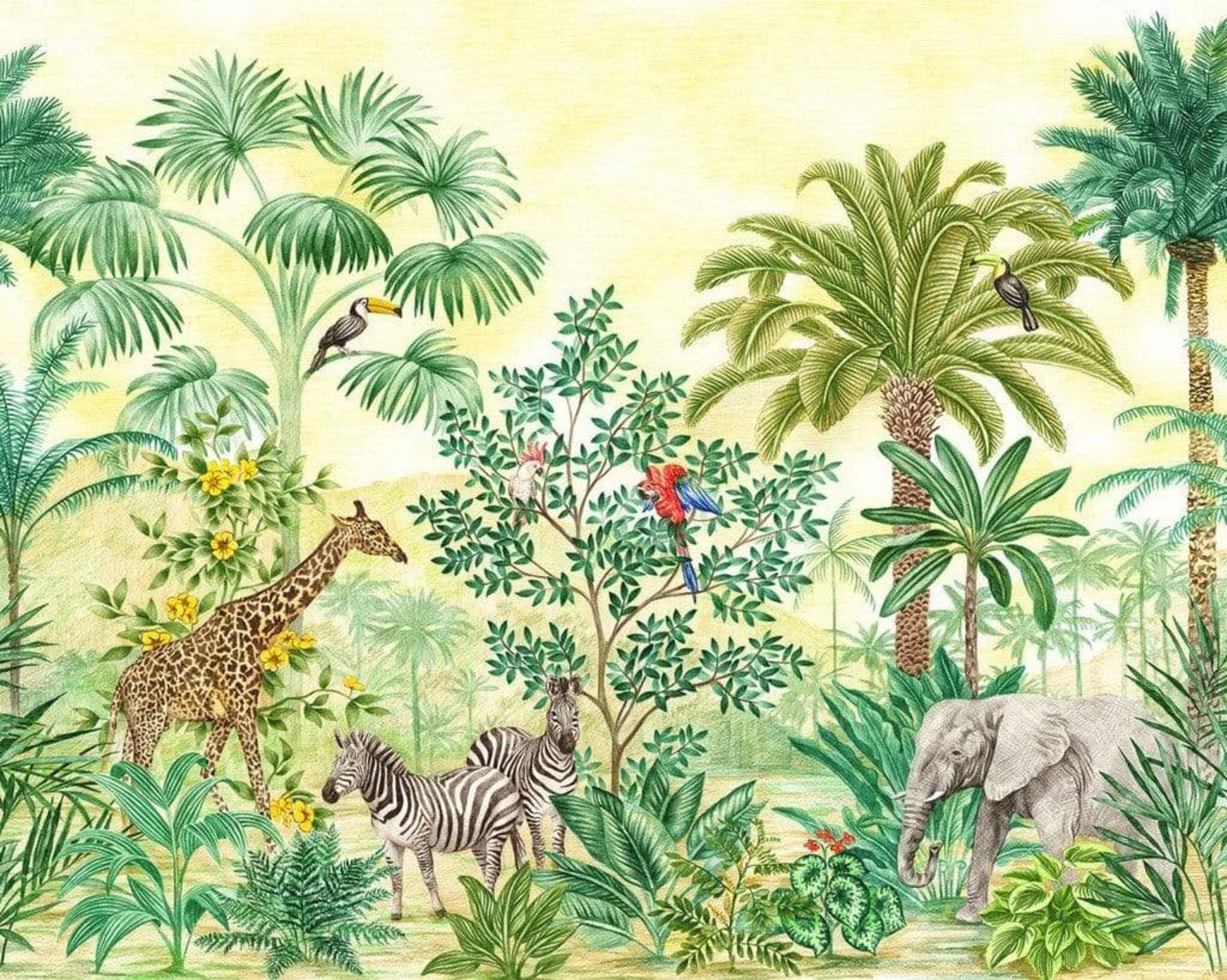 Komar Colourful Iax7-0010 Non-Woven Photo Wallpaper Jungle Adventure Design 350 X 280 Cm (Width X Height)
