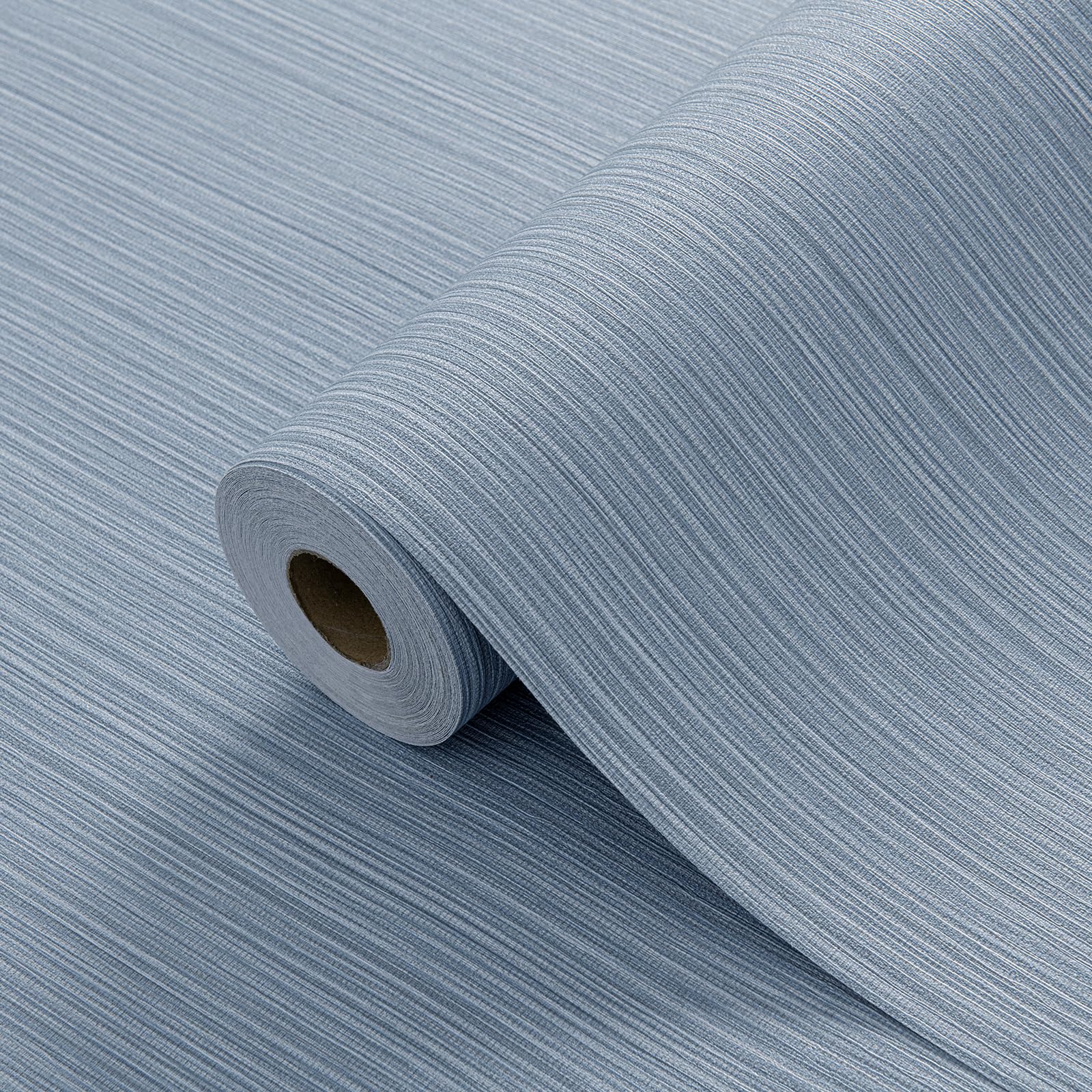 HyunHome Blue Grey Faux Grasscloth Wallpaper Peel and Stick Linen Textured 24"x394" Upgraded Thick Self-Adhesive Waterproof Neutral Decorative Contact