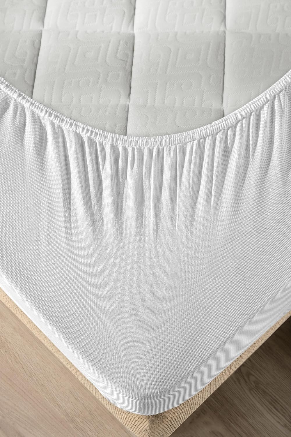 Ambesonne Fiber Fitted Sheet Style Mattress Protector 100% Waterproof 3D Air Fabric Soft and Breathable Bed Cover with 8''-21'' Deep Pocket for a Hotel Quality Comfortable Sleep, Twin