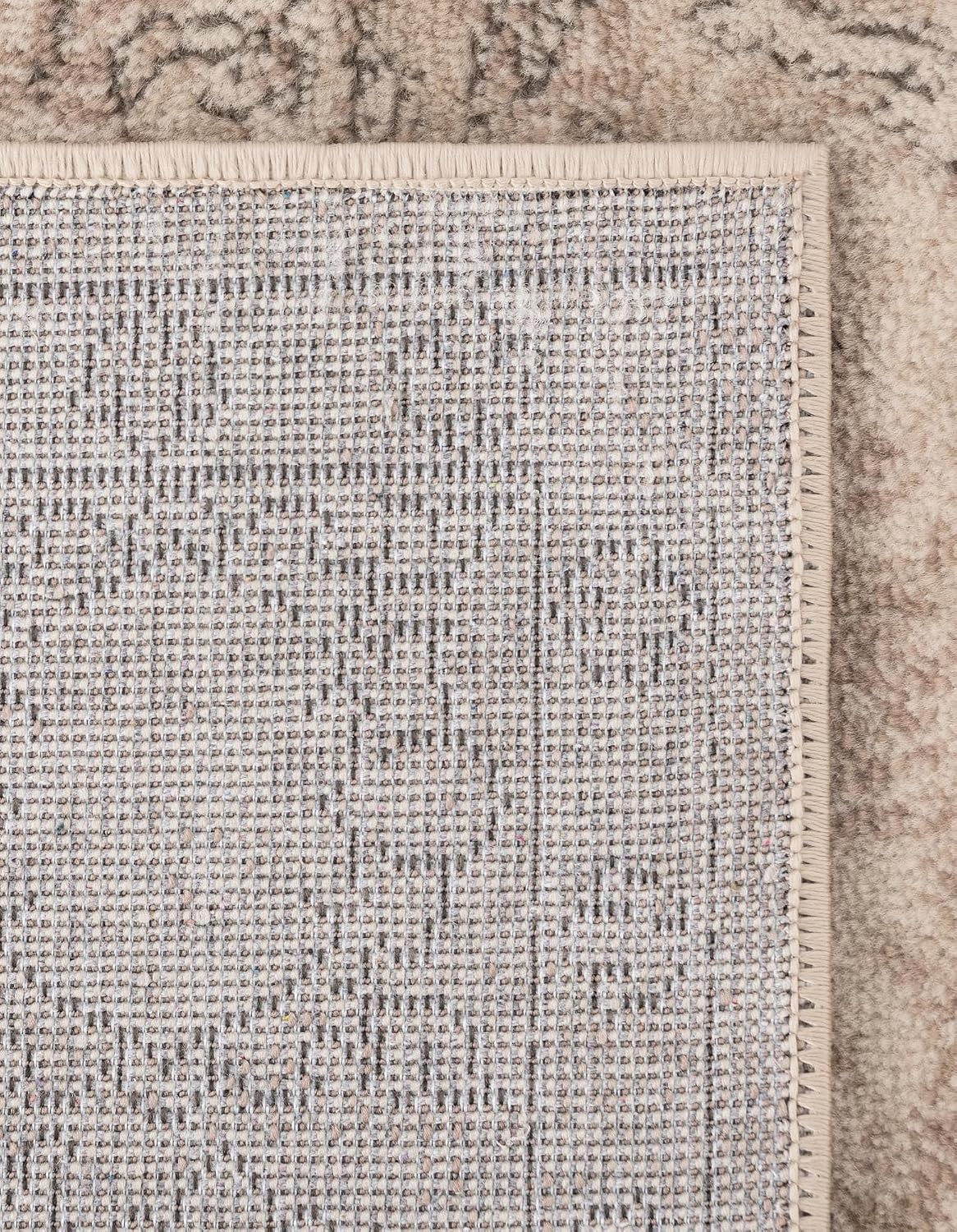 Rugs.com Oregon Collection Rug – 12 Ft Runner Ivory Low-Pile Rug Perfect for Hallways, Entryways