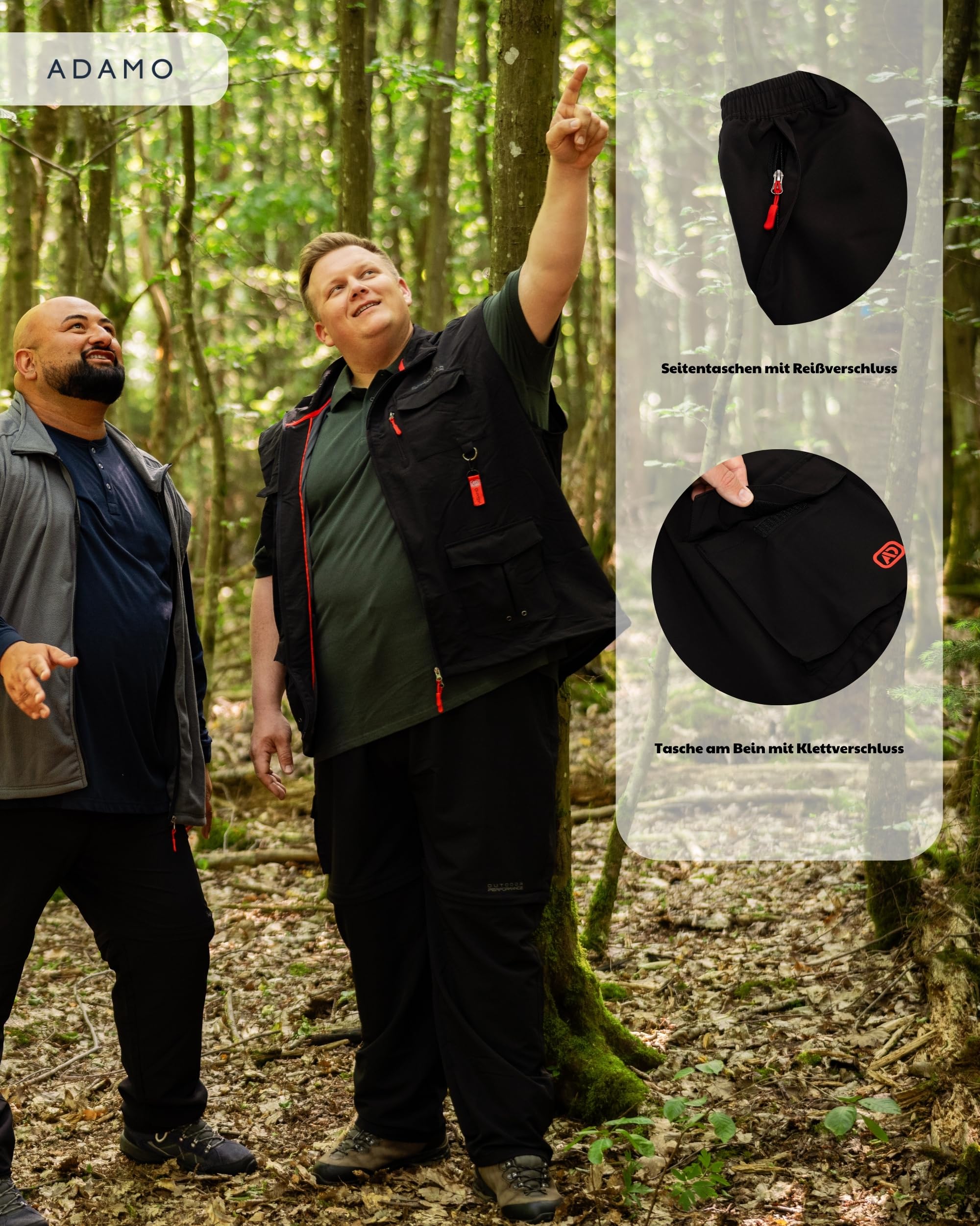 ADAMO Outdoor Zipp-Off-Hose für Herren in Übergrößen bis 12XL