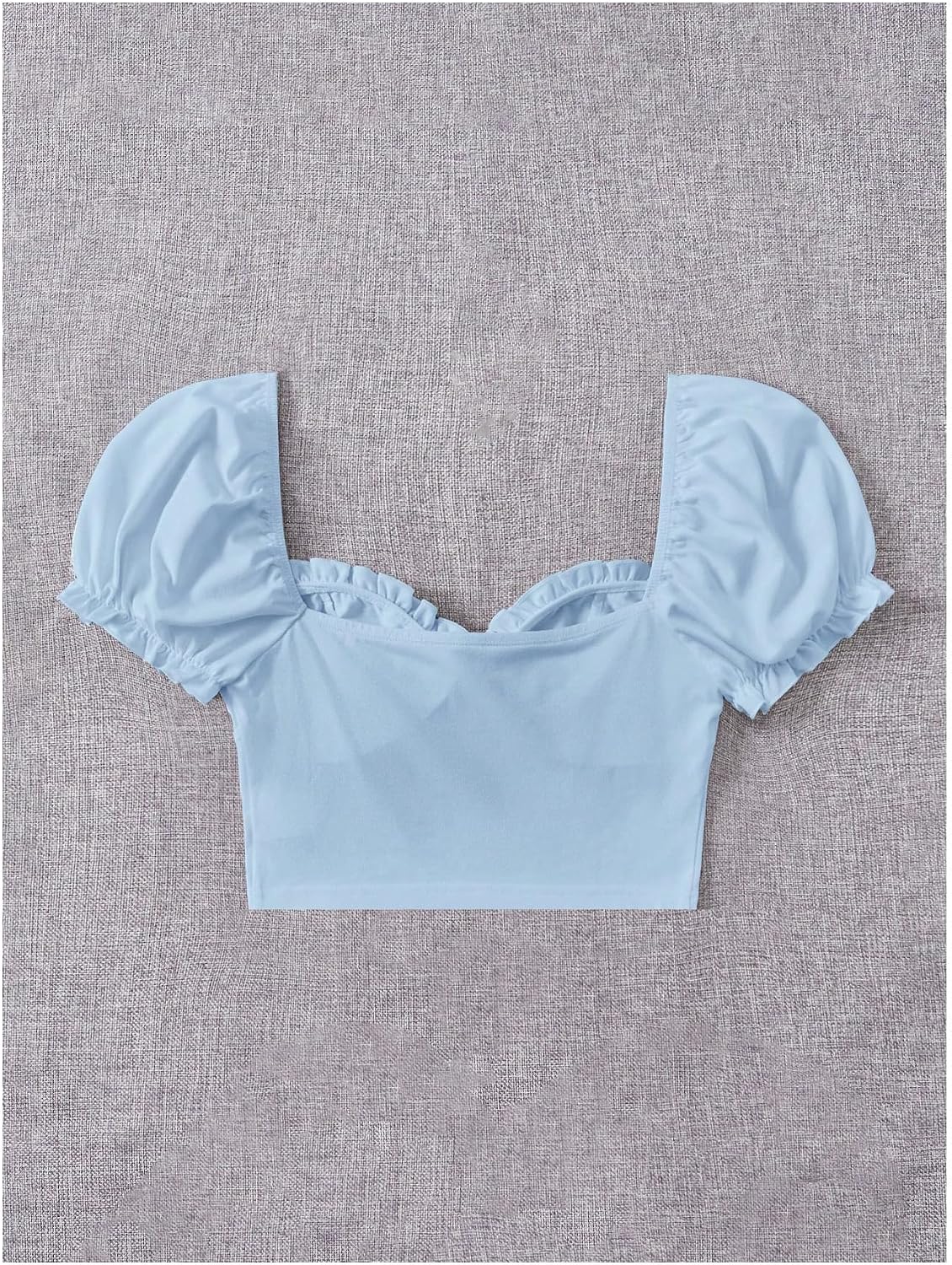 Verdusa Women's Babydoll Tops Puff Sleeve Sweetheart Neckline Top Crop Top