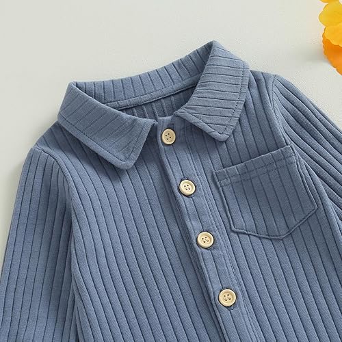 Miniatura 4 de Mameluco acanalado para bebé recién nacido, con solapa, de una pieza, para otoño, 0-18 meses