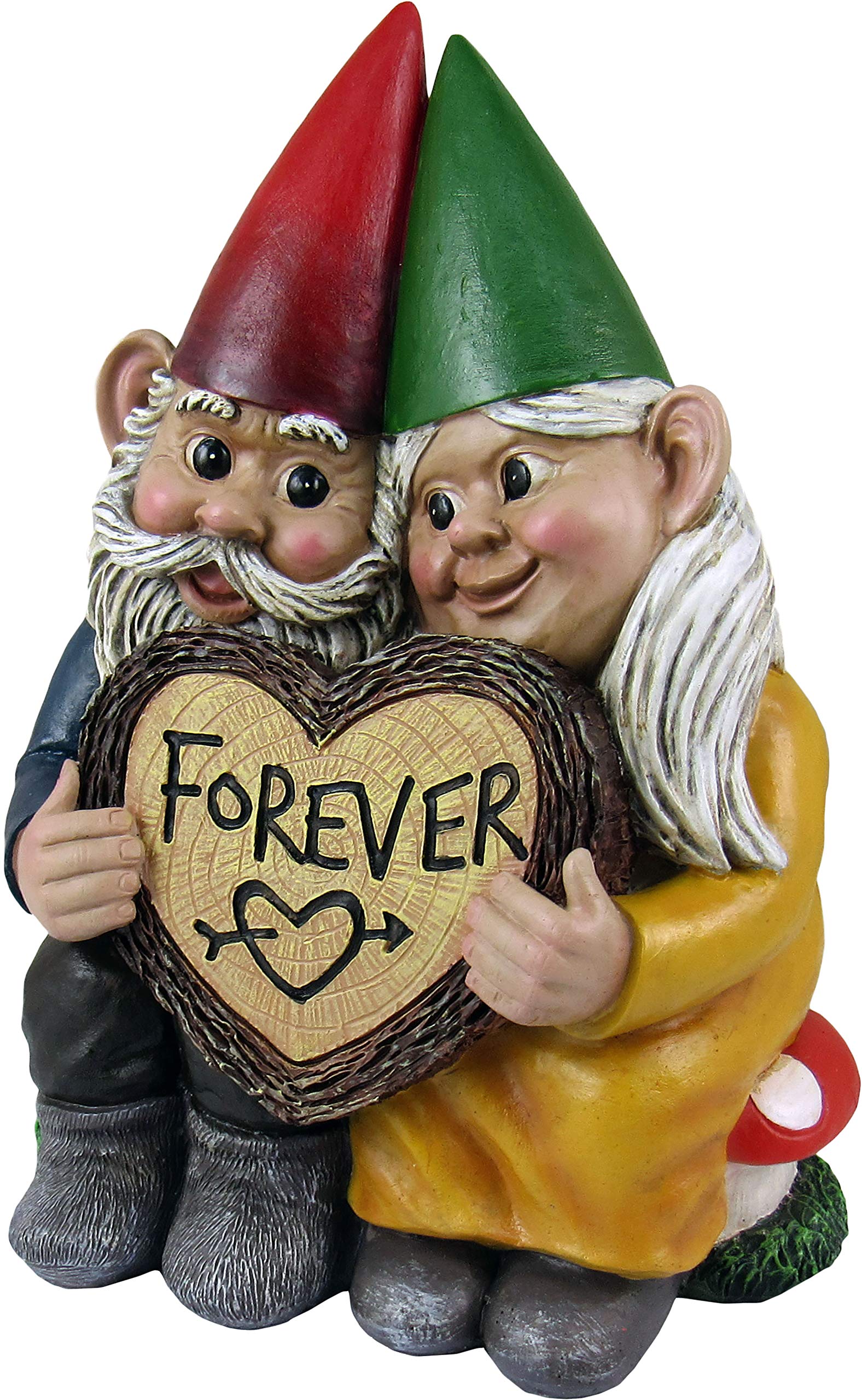 DWK Gnome & Forever – Adorable pareja de gnomos pintados a mano con forma de corazón para siempre, para interiores y exteriores, figura bonita romántica para el hogar, jardín, patio, césped, 6.5