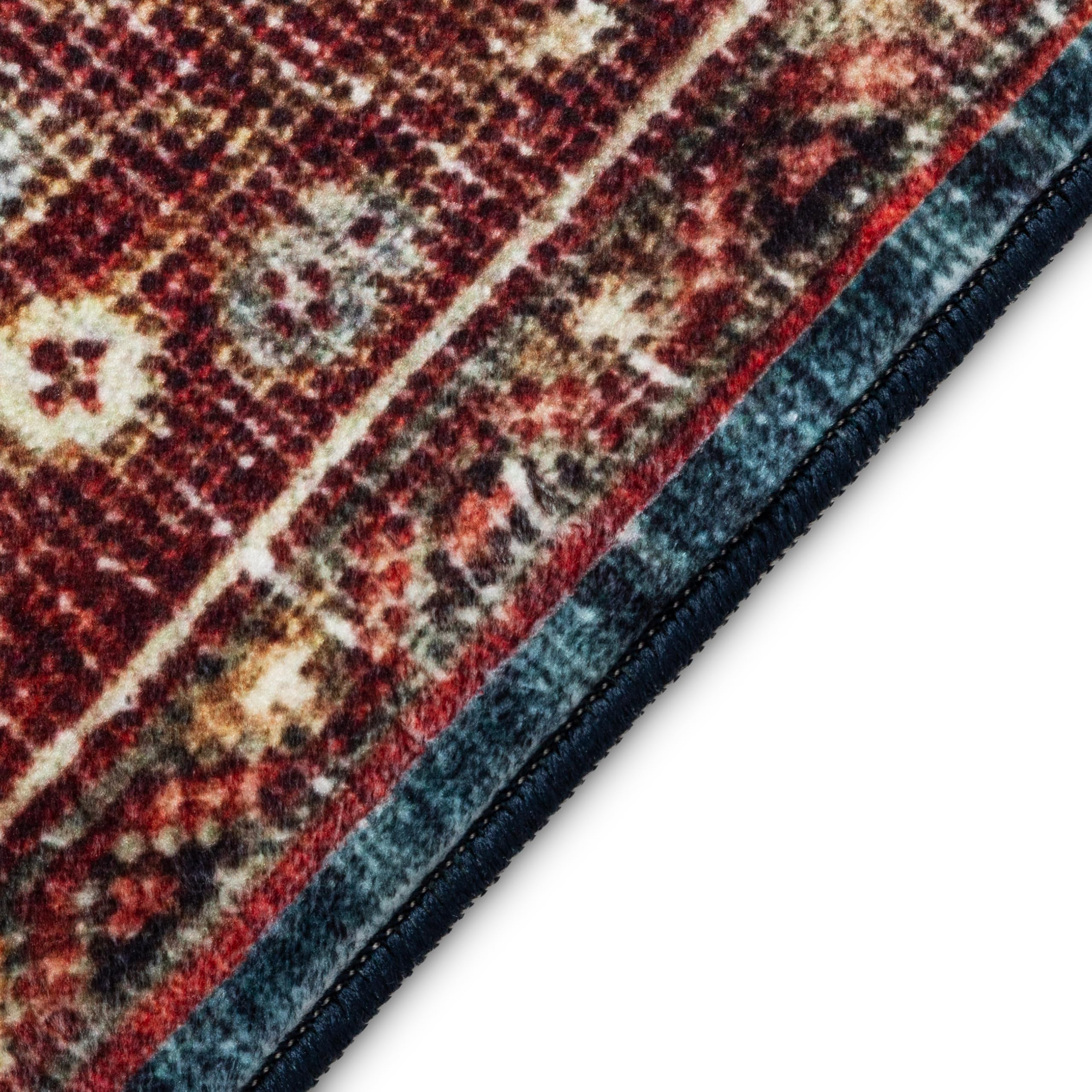 TAPISO Ispahan Tapis Oriental Classique Persan Vintage Motif Médaillon - Tapis Imprimé avec Antidérapant Bleu Foncé Rouge Rouille Salon Chambre Oeko-Tex 200 x 300 cm