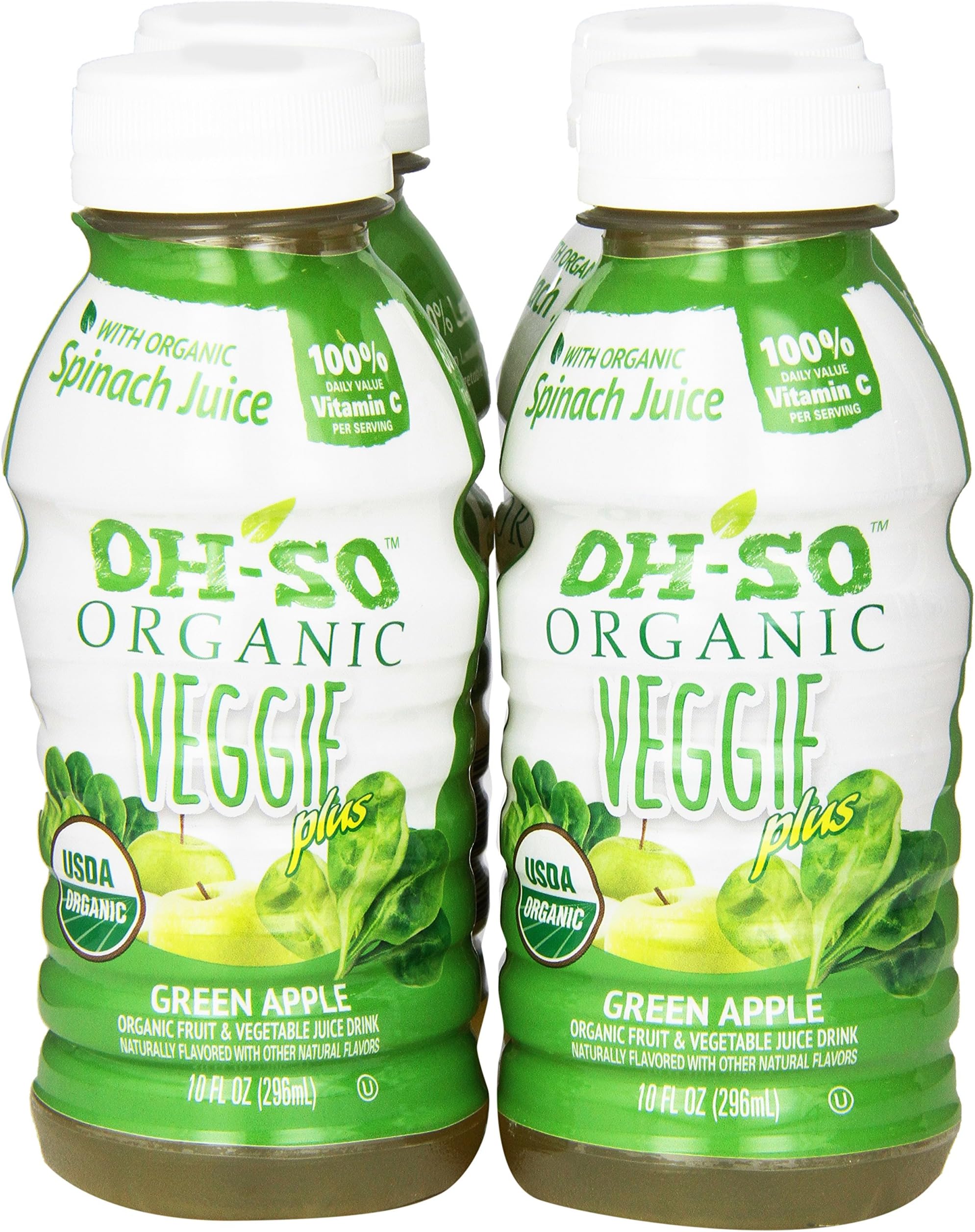 OH SO Organics Veggie Plus Juice, Green Apple, 10 Fluid Ounce (Pack of 4)