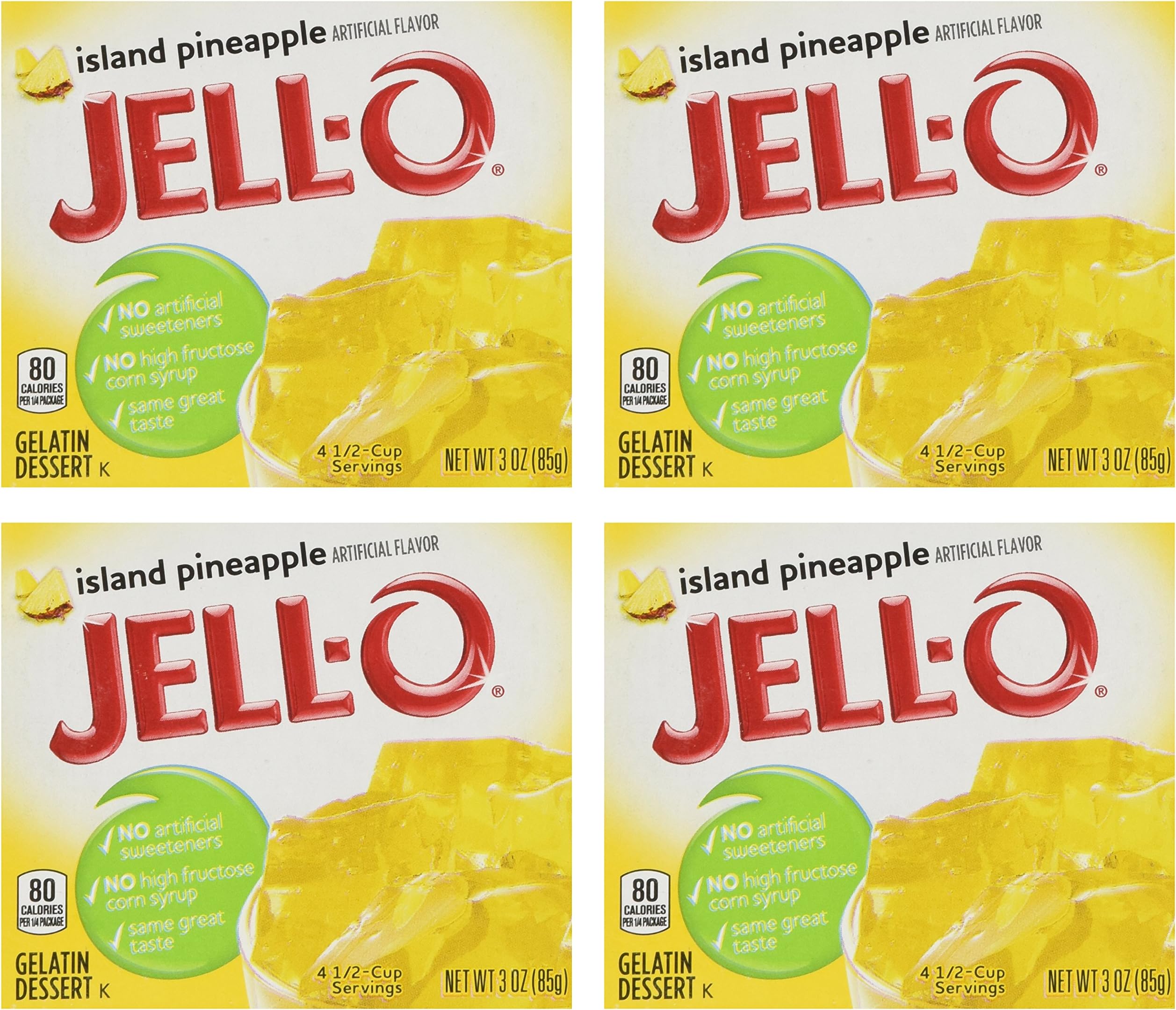 Gelatin Dessert, Island Pineapple, 3Ounce Boxes (Pack of 4)