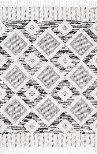 Miniatura 8 de nuLOOM Theola - Alfombra geométrica de pelo alto y bajo, 3 pies x 5 pies, color gris