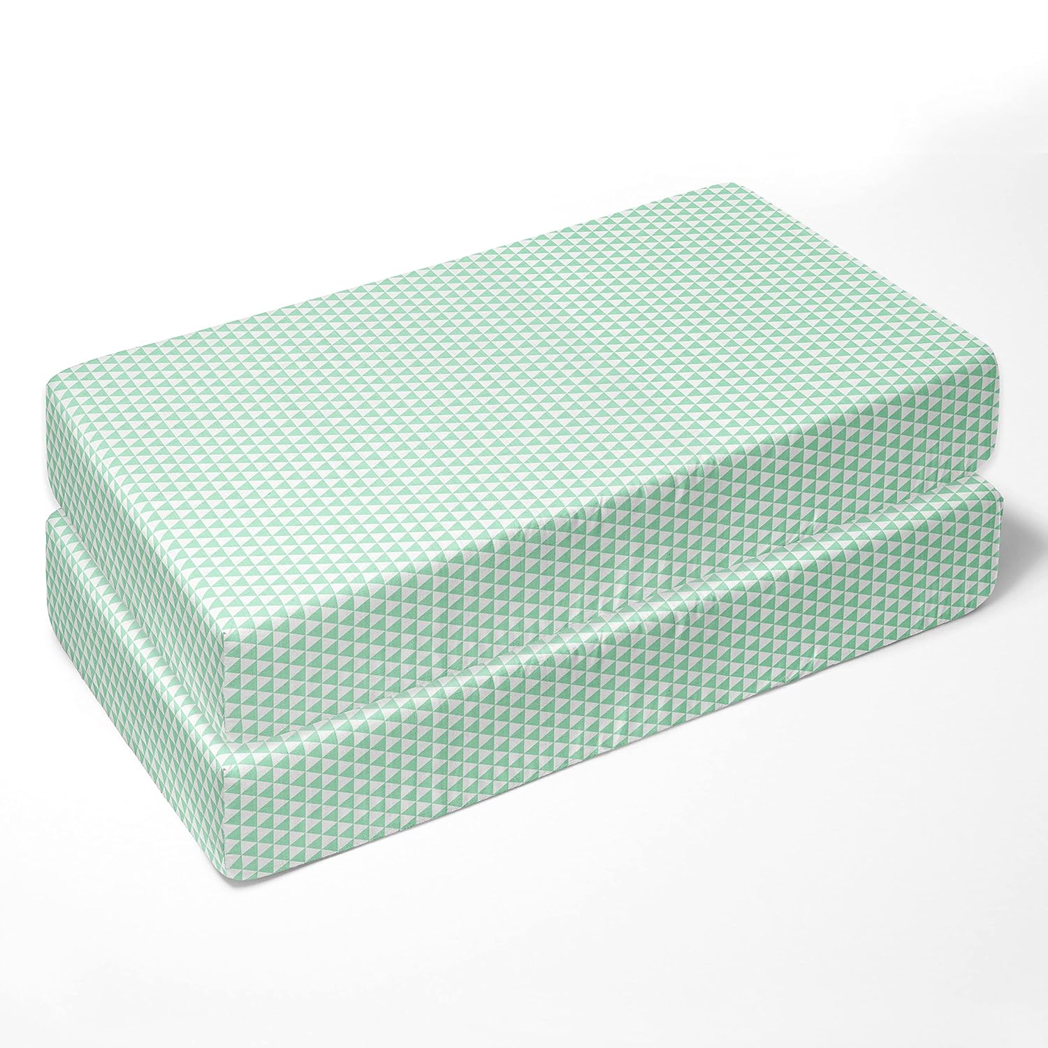 Bacati Aztec/Tribal Crib/Toddler Bed Fitted Sheets Cotton Muslin 2 Piece, Mint