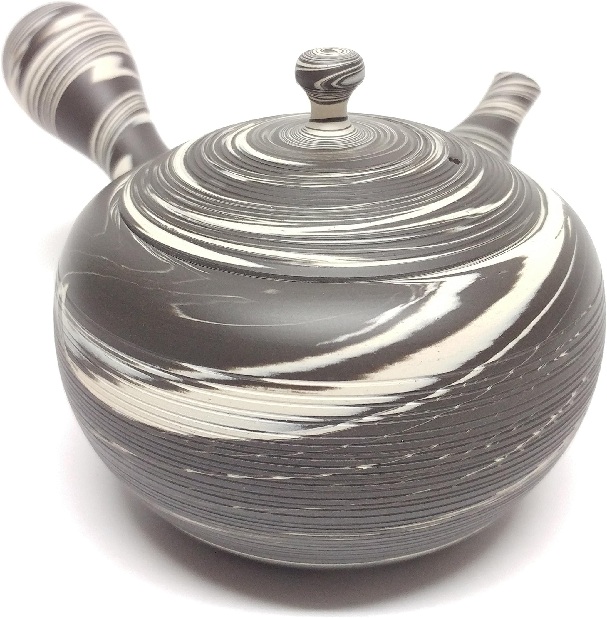 Japanese Teapot Kyusu/tokoname Kiln/pottery studio Tosen/Ita-ami (grey white)