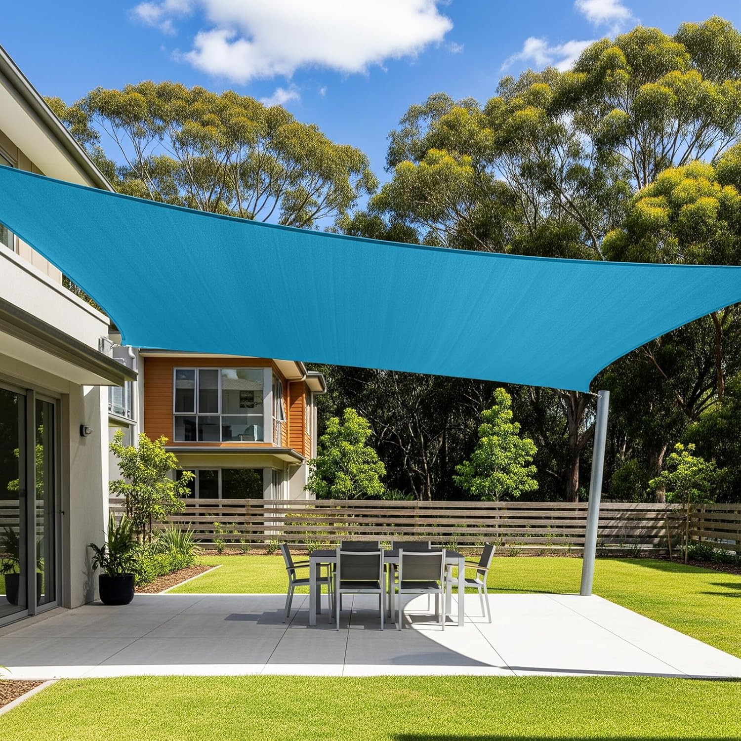 Cool Area Sun Shade Sail 12x16FT Rectangle Shade Canopy Outdoor Shade Cover for Patio Backyard Deck Garden, Turquoise Blue
