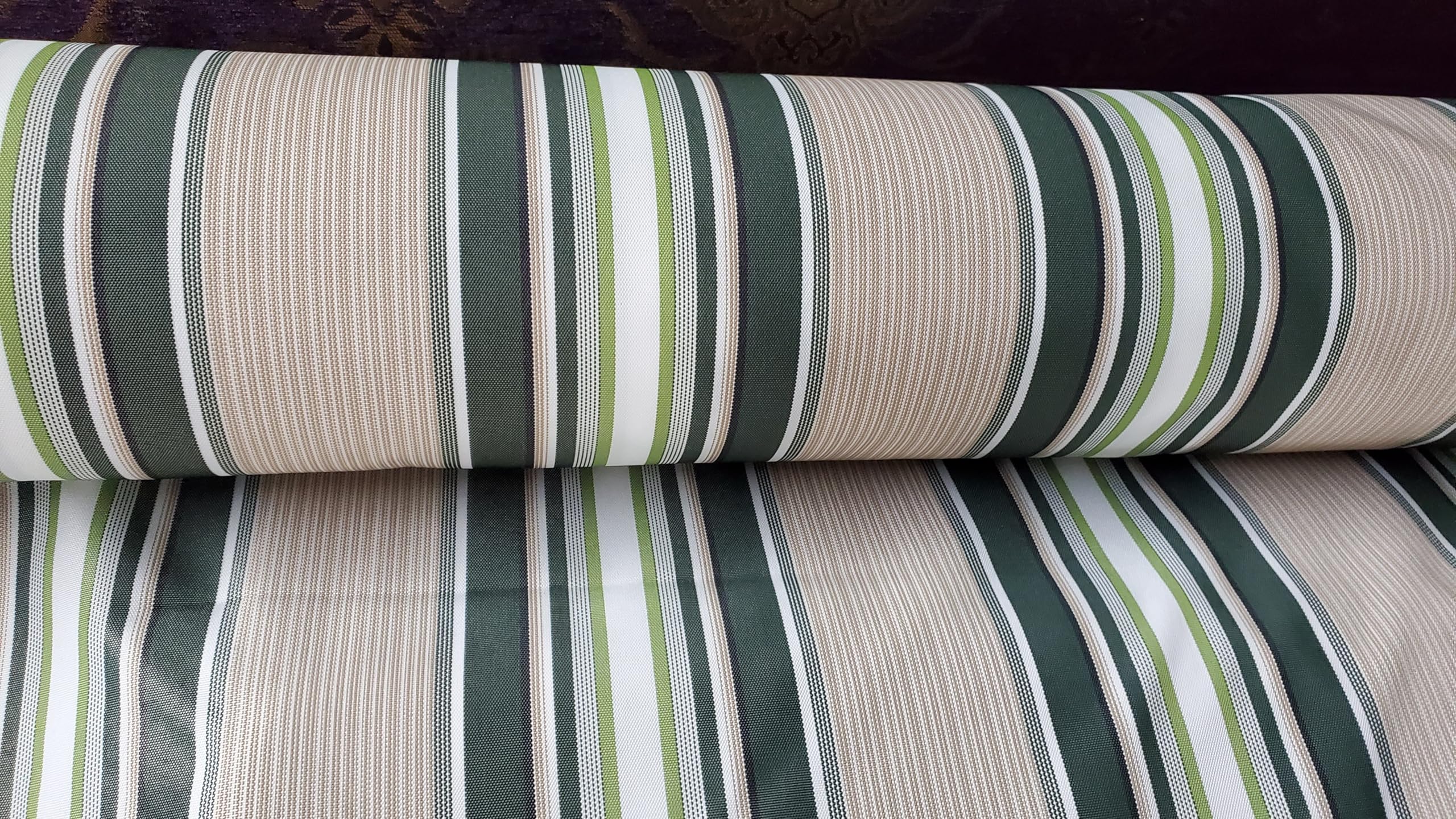 AD FABRIC, Waterproof Canvas Fabric 600 Denier Polyester,Striped *Sold by The Yard* Fabric for Outdoor/Indoor, 58" Wide. (Green)