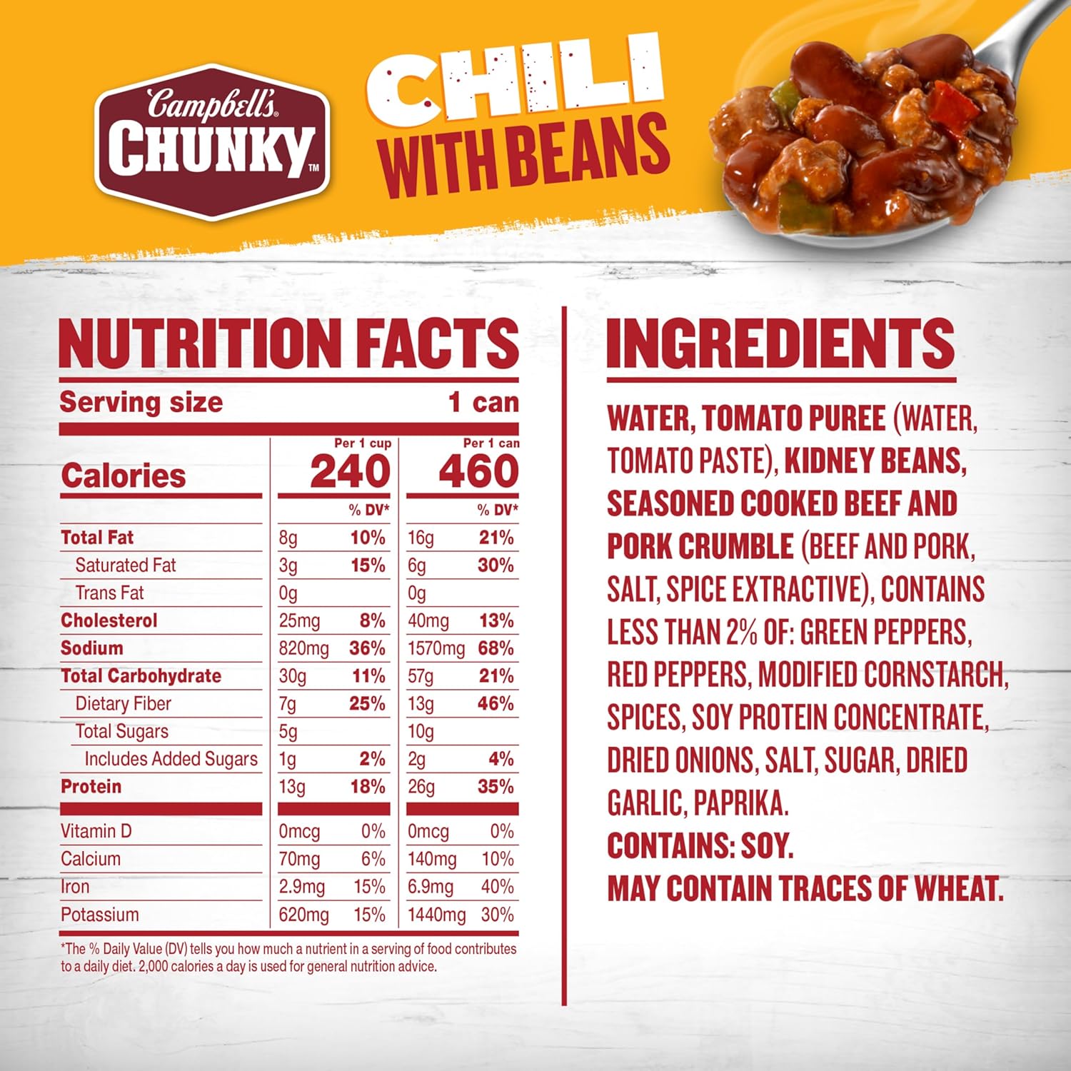Campbell’s Chunky Chili With Beans, 16.5 oz Can (12 Pack)