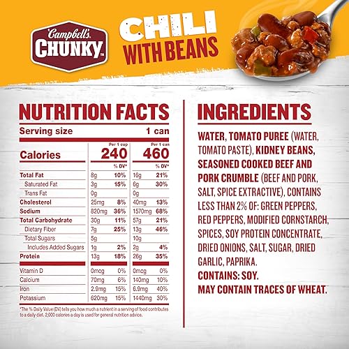 Miniatura 20 de Campbell's Chunky Chili picante y picante con frijoles, lata de 19 onzas (12 unidades)