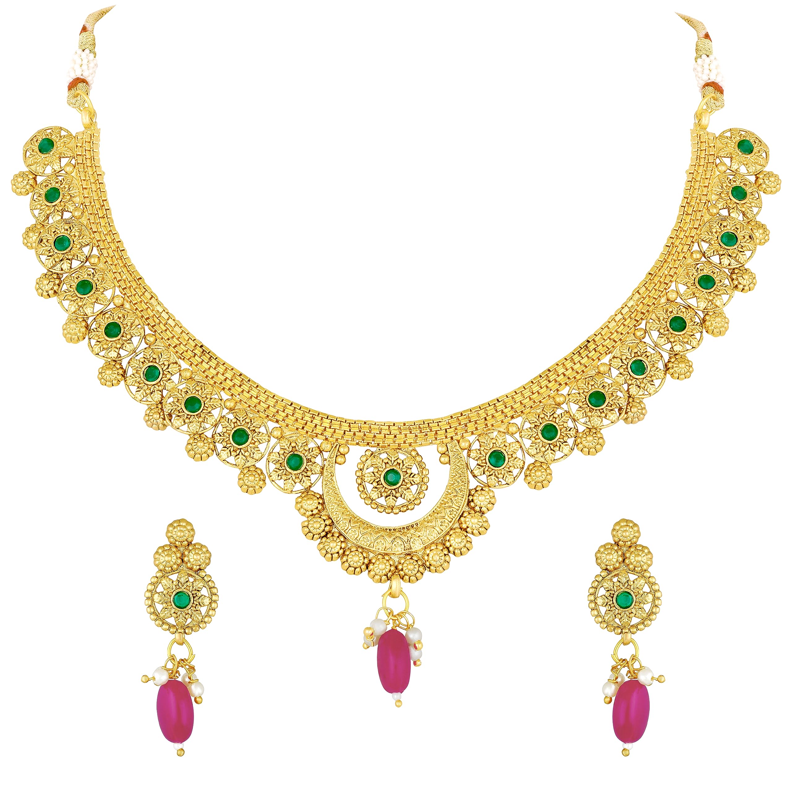 Peora Traditional Gold Plated Choker Necklace Jewellery Set For Women (B07WCBN84J) Amazon Price History, Amazon Price Tracker
