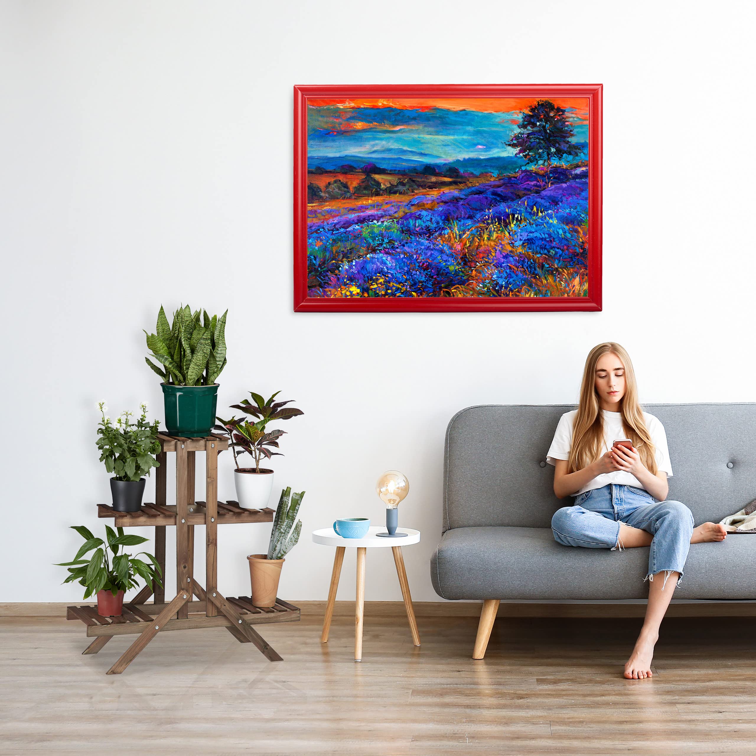 Relaxdays Stojak na kwiaty z 3 poziomami, drewniany, stojak na kwiaty do wnętrz, wielopoziomowy, wys. x szer. x gł.: około 82,5 x 83 x 28,5 cm, ciemnobrązowy