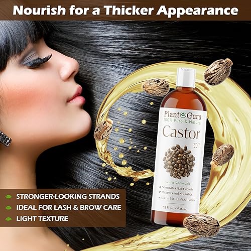 Miniatura 4 de Aceite de ricino 16 fl. oz. Sin refinar, 100% libre de hexano natural puro, grado USP, crecimiento del cabello, cejas y pestañas. Hidratante para