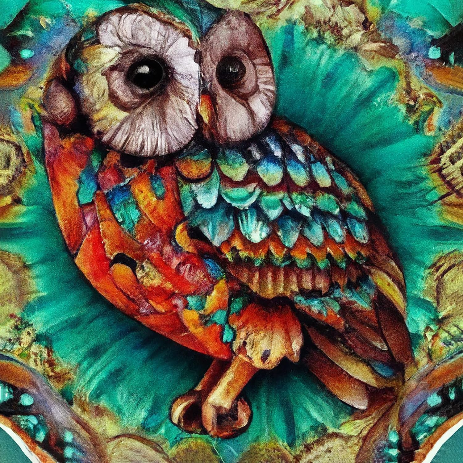 Yomiie 5D Diamond Painting Mandala Owl Full Drill by Number Kits, Colorful Animal DIY Paint with Diamonds Art Rhinestone Embroidery Craft for Home Room Decoration (12x12 inch)
