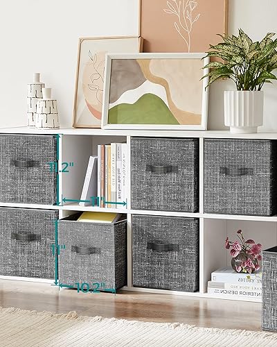 Miniatura 9 de SONGMICS Cubos de almacenamiento y cubos organizadores de almacenamiento, contenedores de tela no tejida de 11 pulgadas con asas dobles, 6 cubos