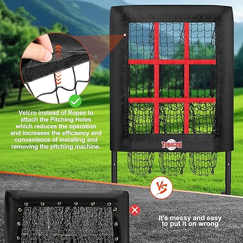Miniatura 3 de Red de lanzamiento de béisbol de 9 agujeros con bolsillos para lanzar objetivo