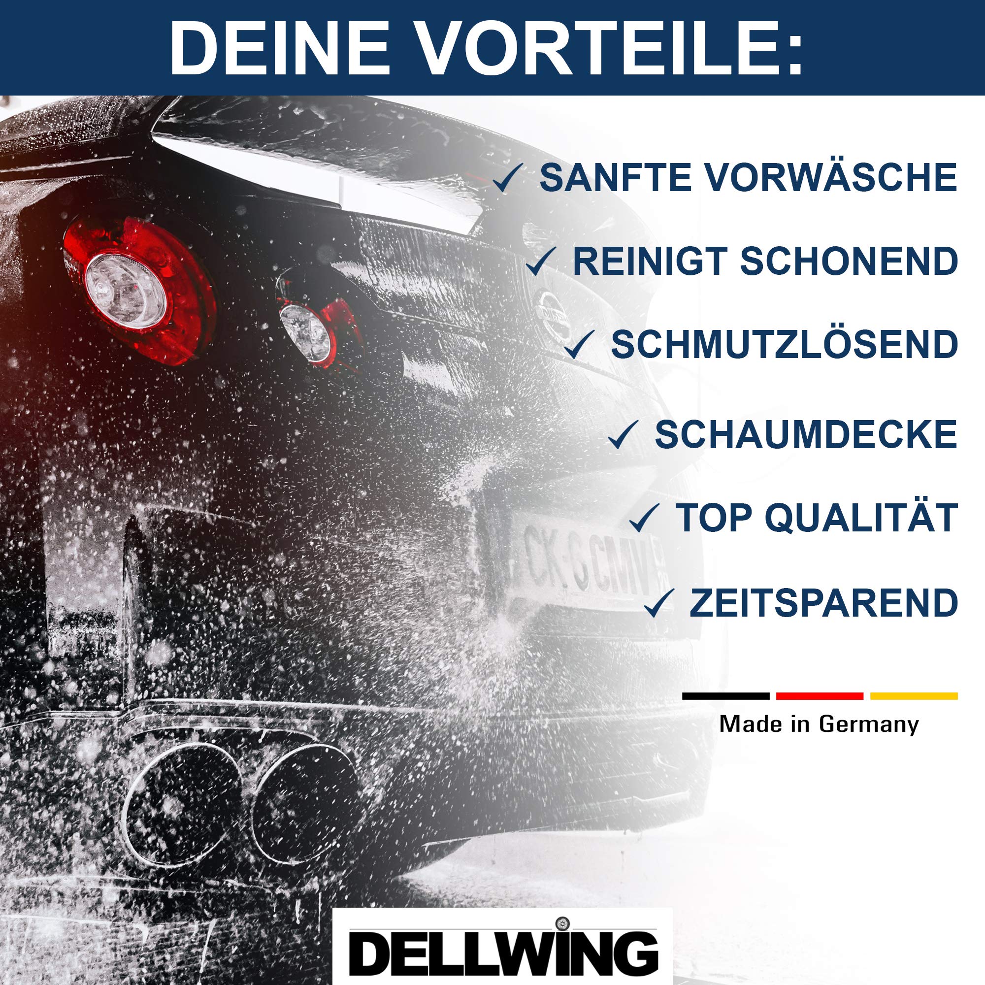 DELLWING Snow Foam BubbleGum 10 litros - Ideal para un prelavado suave - Forma una manta de espuma gruesa y duradera con un agradable aroma
