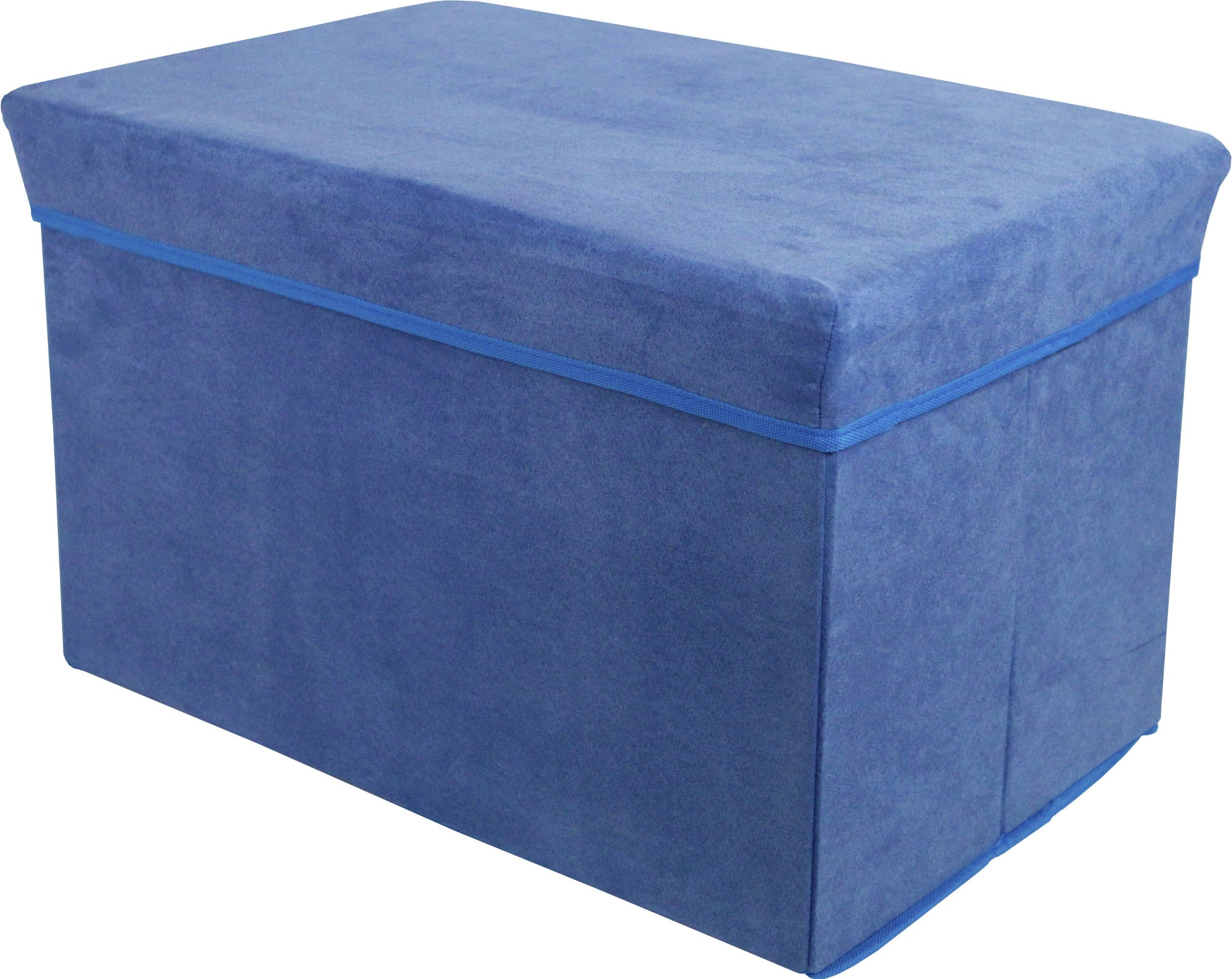 Tadpoles Rectangle Shaped Suede Storage Box Stool, Blue