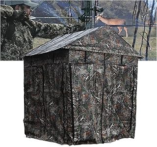 Deluxe Heavy Duty Steel Hunting Ground Blind, Semi Permanent, 360 See Through Fabric, 3-Person