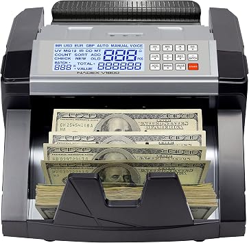 Nadex V1854 Money Counter - Color Coded Dual TFT Display - Professional Grade Accurate Fast Bill Counting with UV/MG/IR Counterfeit Detection - Counts 1000 Notes/Min