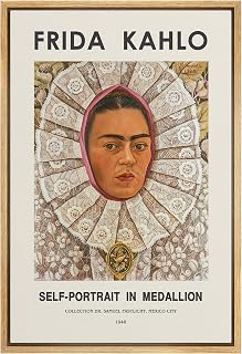 IDEA4WALL Framed Canvas Print Wall Art Self-Portrait by Master Artist Frida Kahlo Historic Cultural Illustrations Fine Art Traditional Colorful for Living Room, Bedroom, Office - 16"x24" Natural