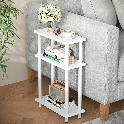 Apicizon Small Narrow Side Table, 3-Tier Skinny End Table with