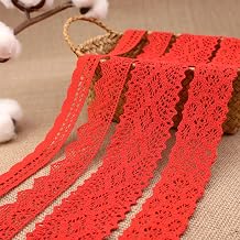 Red Lace Ribbon 8 Yards Cotton Lace Trim Crochet Sewing Lace for Crafts Gift Wrapping Wedding Decoration