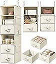 Vailando 6-Shelf Hanging Closet Organizer with 3 Drawers, 2 Separable 3-Shelf Closet Organizers and Storage for Wardrobe Organization, Hanging Dresser for Nursury & Dorm Clothes Organizer, Beige