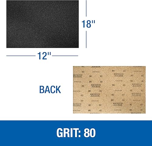 Miniatura 2 de 418080 Hojas de lijado de piso de carburo de silicio de 12 "x 18", grano 80 (paquete de 20)