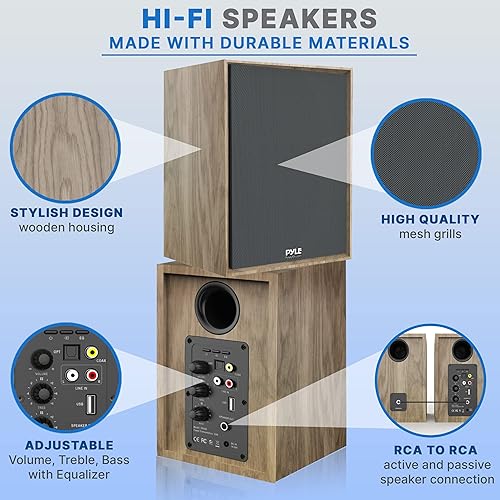 Miniatura 6 de Pyle UU. Monitores de altavoz de alta fidelidad Monitor de estudio de computadora Escritorio de computadora Sistema de altavoces estéreo