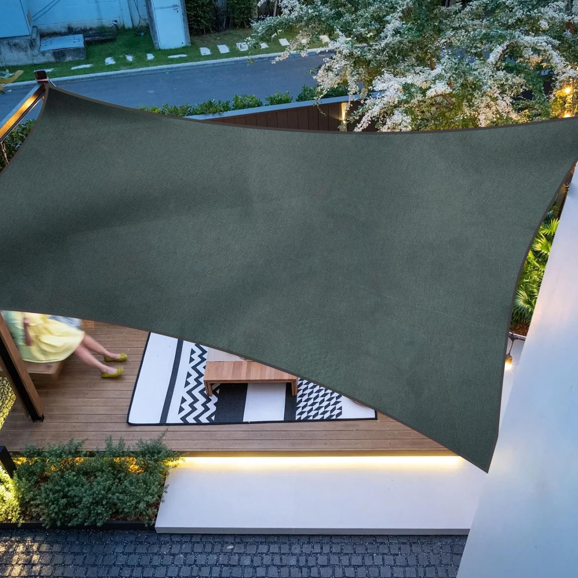 Duhome Sonnensegel Wasserdicht 3x4m, Sonnenschutz Wetterbeständig Rechteck UV-Schutz inkl Befestigungsseile für Terrasse Balkon Garten Im Freien, Anthrazit