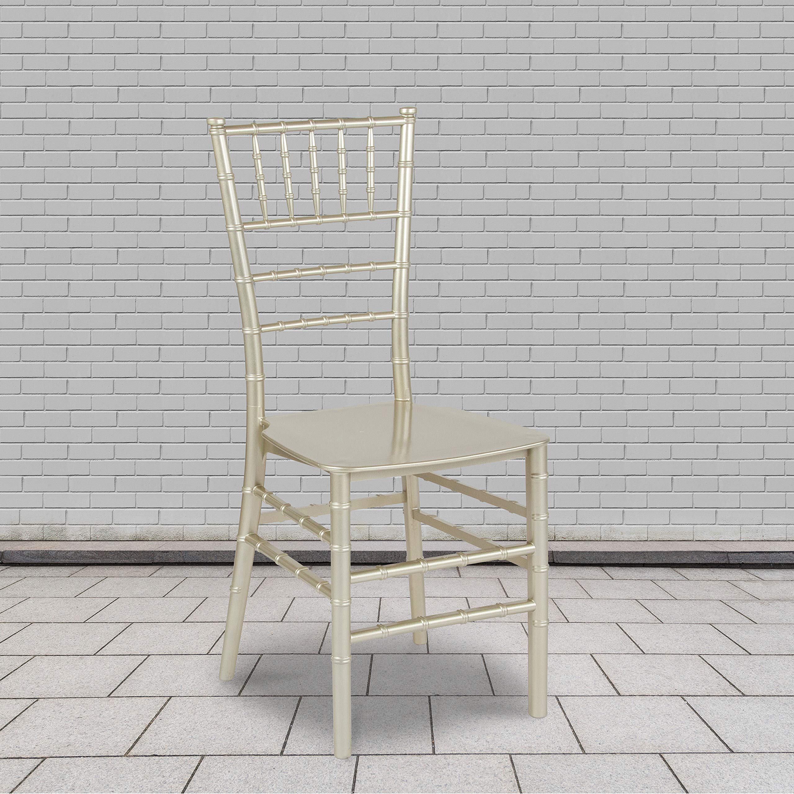 BizChair 2 Pack Champagne Stackable Resin Chiavari Chair - Hospitality and Event Seating