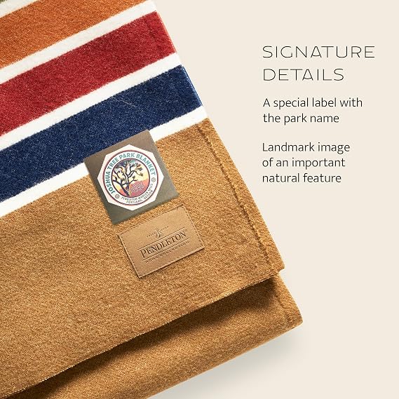 Pendleton National Park Blanket Queen 90 x 90 - 100% Wool, Soft and Durable Throw for Home & Outdoor Adventures, Iconic Park Stripes Collectible Keepsake - Glacier